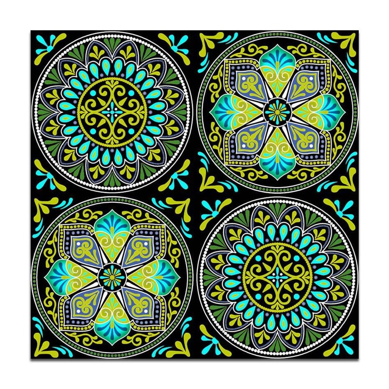 300x300mm Blue Green Ornamental Medallion Tiles TQ39-CN33G42