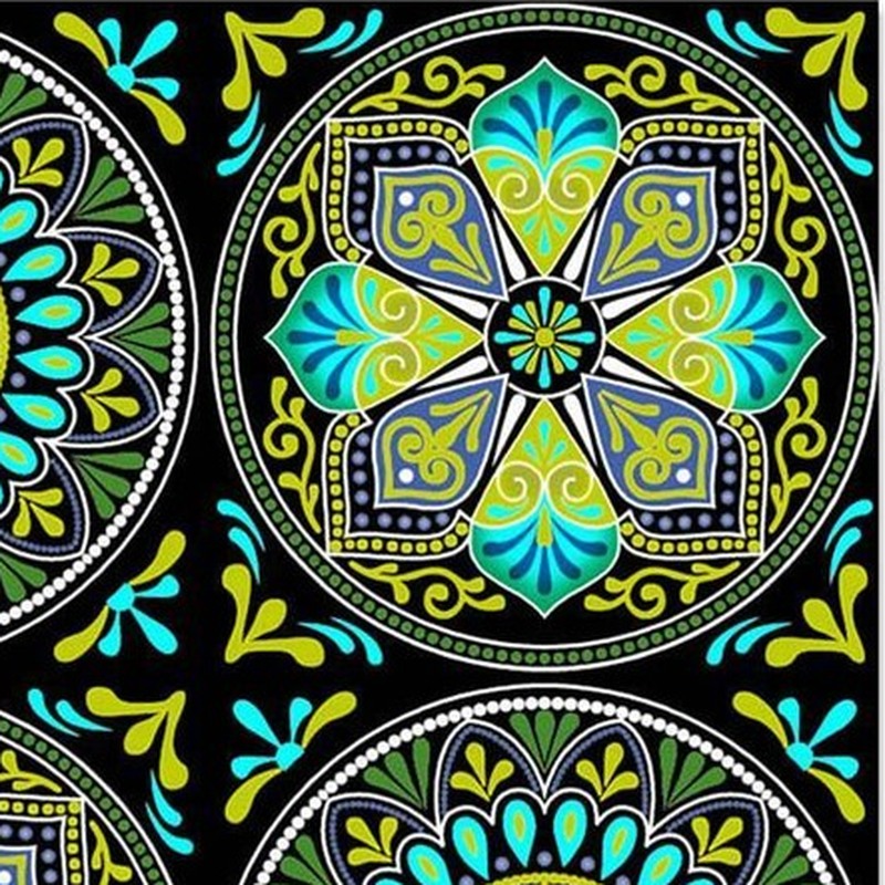 300x300mm Blue Green Ornamental Medallion Tiles TQ39-CN33G42