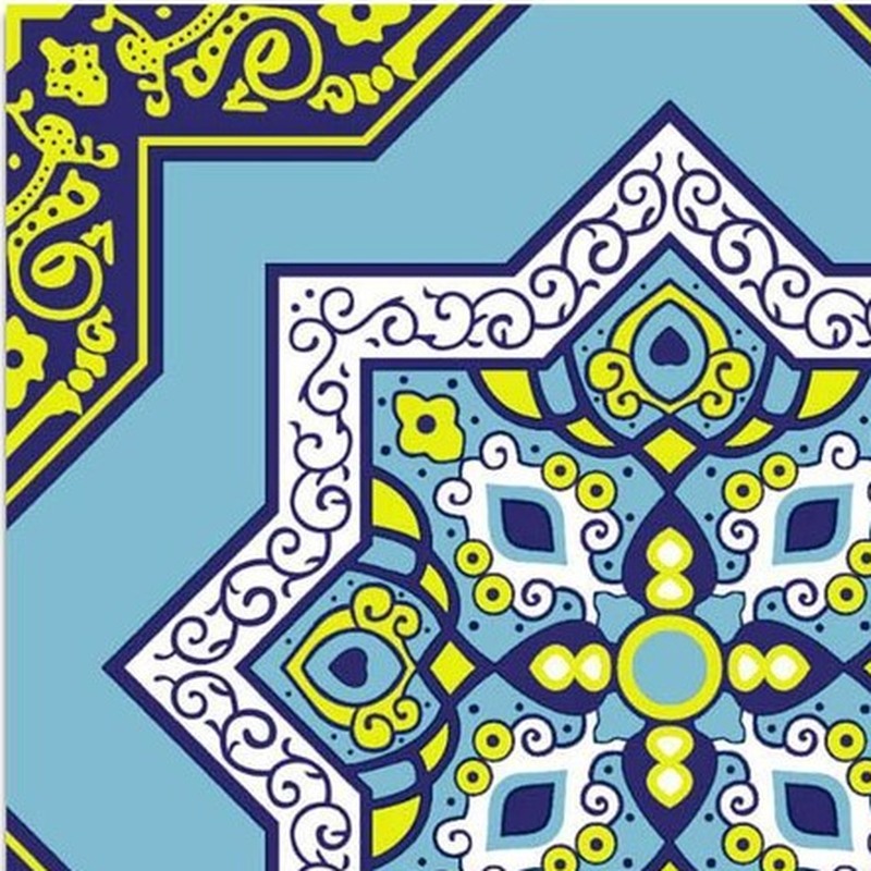 300x300mm Blue Gold Tone Star Medallion Tiles TQ39-CN33G43