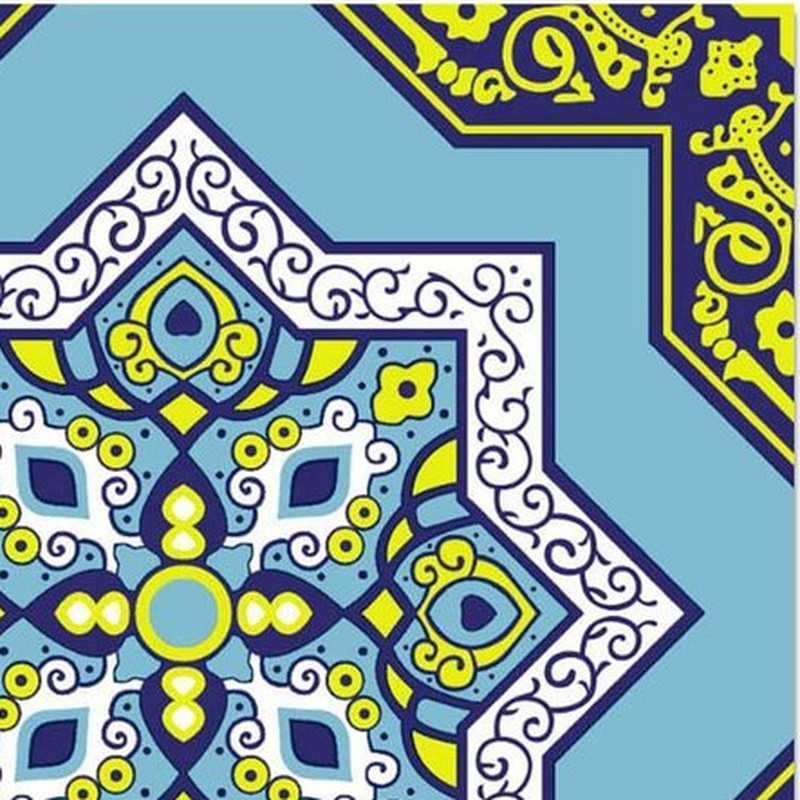 300x300mm Blue Gold Tone Star Medallion Tiles TQ39-CN33G43