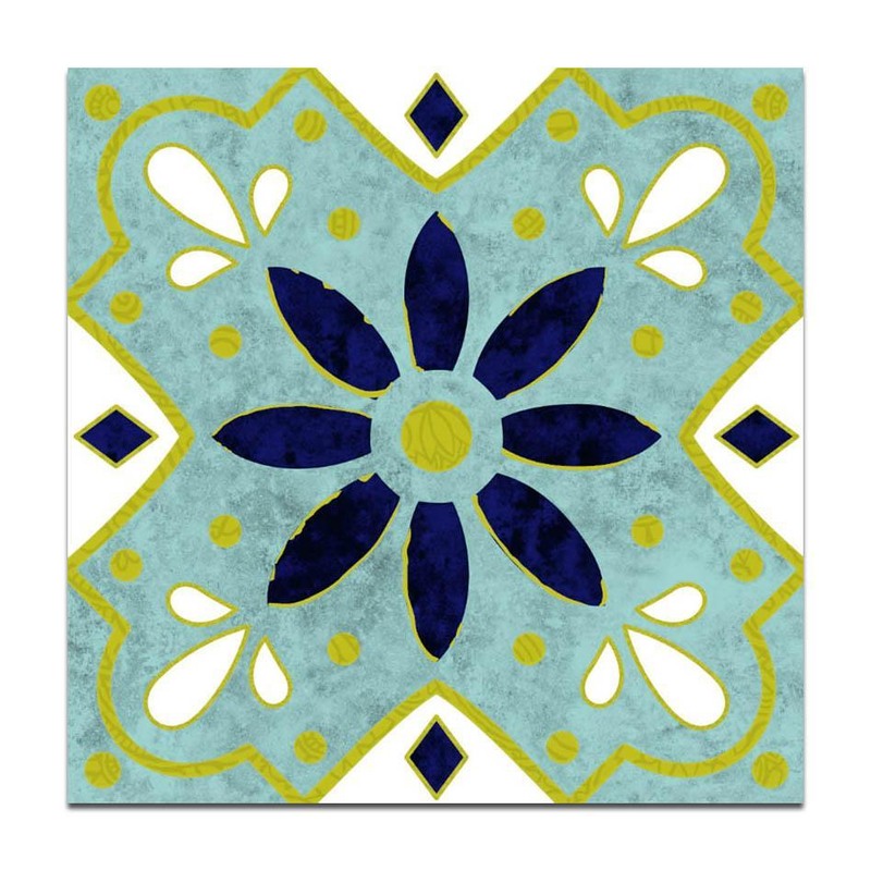 300x300mm Aqua Navy Flower Tiles TQ39-CN33G44