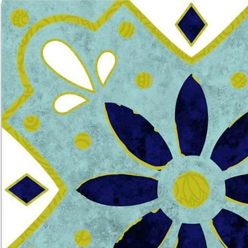 300x300mm Aqua Navy Flower Tiles TQ39-CN33G44