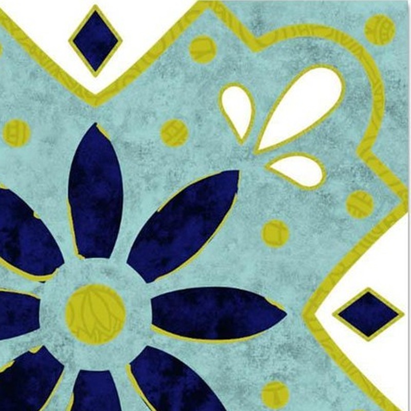300x300mm Aqua Navy Flower Tiles TQ39-CN33G44