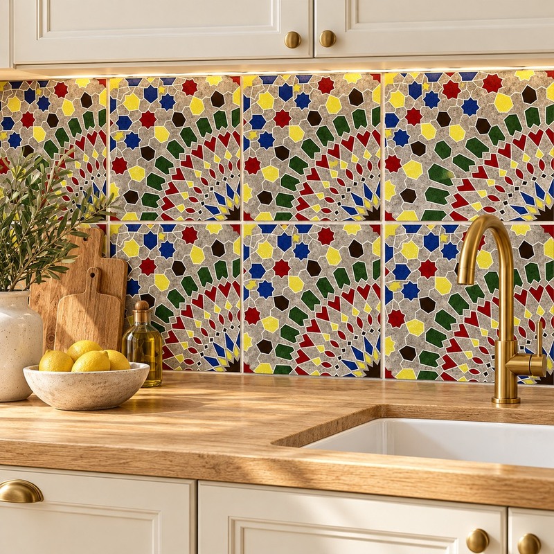 300x300mm Multicolour Mosaic Fan Tiles TQ39-CN33G47