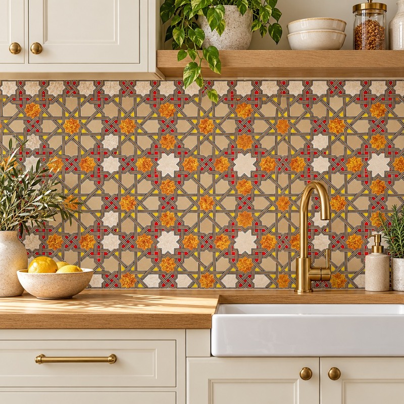 300x300mm Rust Grey Geometric Lattice Tiles TQ39-CN33G49