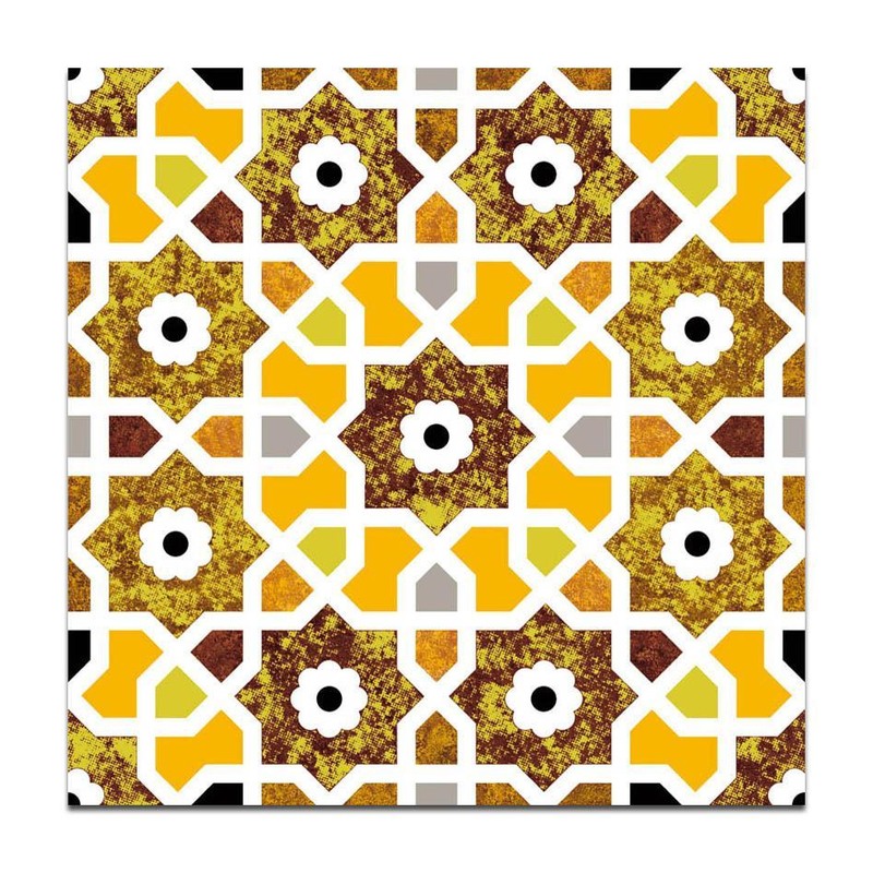 300x300mm Ochre White Geometric Lattice Tiles TQ39-CN33G50
