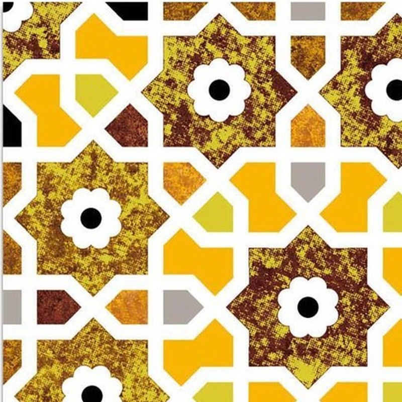 300x300mm Ochre White Geometric Lattice Tiles TQ39-CN33G50