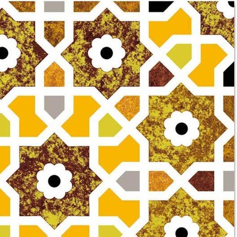300x300mm Ochre White Geometric Lattice Tiles TQ39-CN33G50
