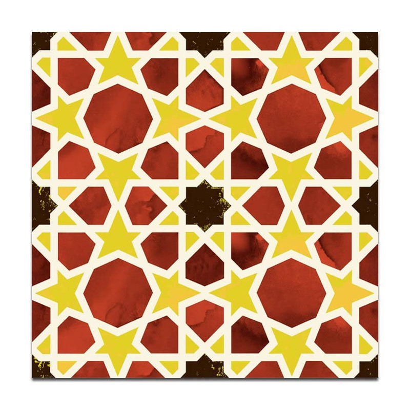 300x300mm Red Gold Tone Star Geometry Tiles TQ39-CN33G53