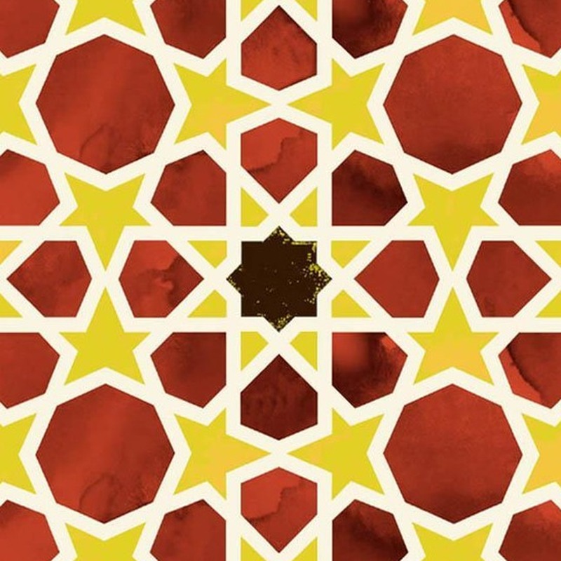 300x300mm Red Gold Tone Star Geometry Tiles TQ39-CN33G53