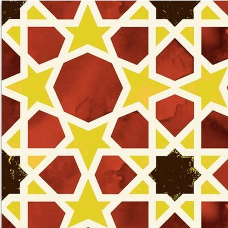 300x300mm Red Gold Tone Star Geometry Tiles TQ39-CN33G53