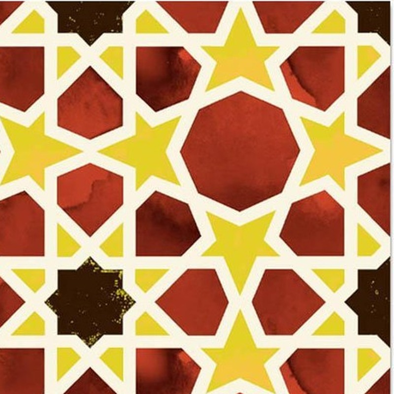 300x300mm Red Gold Tone Star Geometry Tiles TQ39-CN33G53