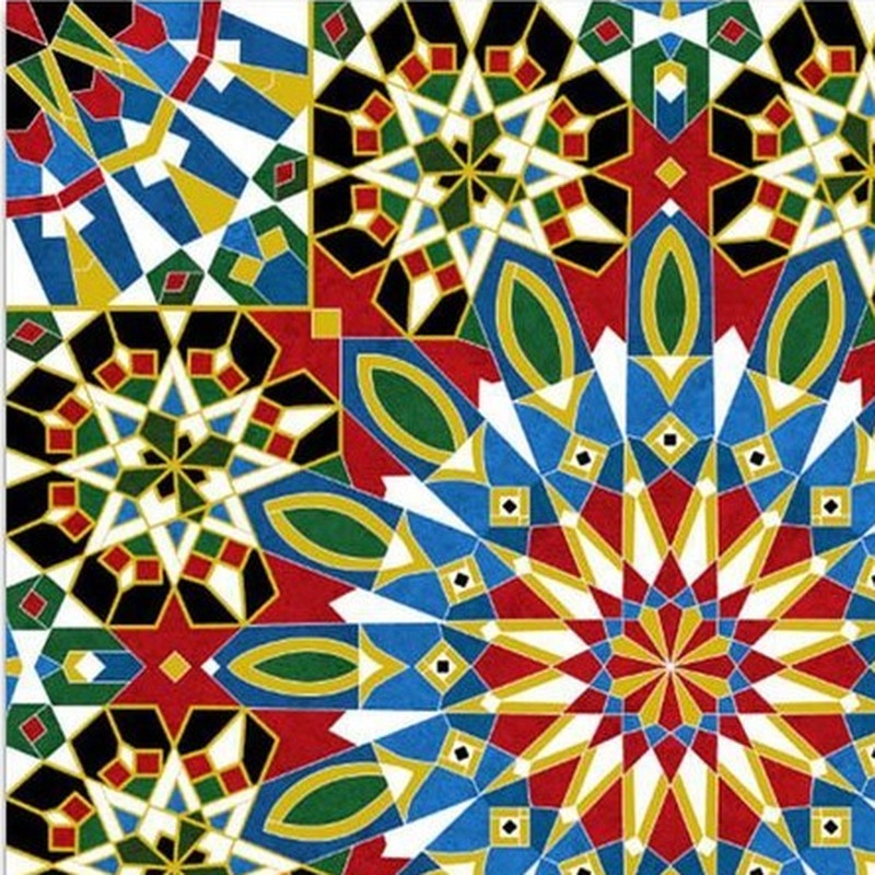 300x300mm Multicolour Mosaic Rosette Tiles TQ39-CN33G54