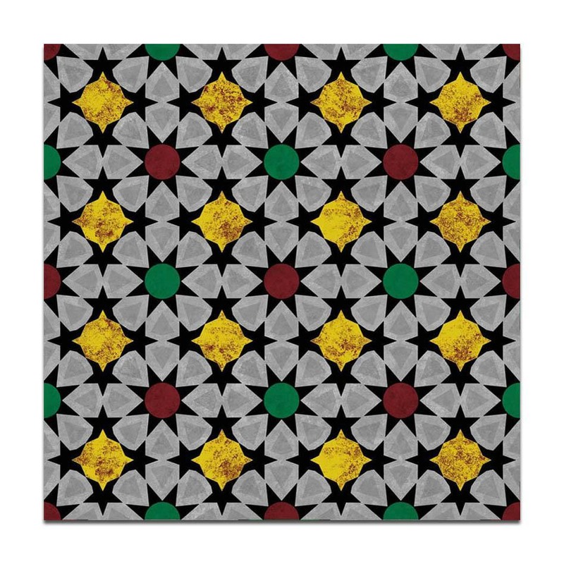 300x300mm Grey Gold Tone Geometric Grid Tiles TQ39-CN33G56