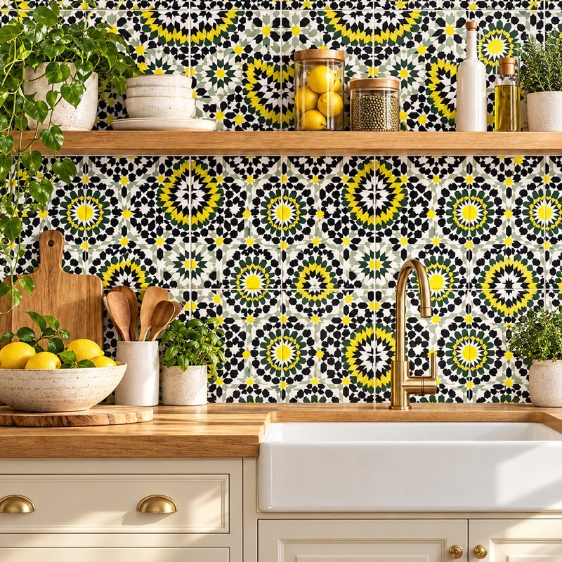 300x300mm Black Cream Mosaic Medallion Tiles TQ39-CN33G58