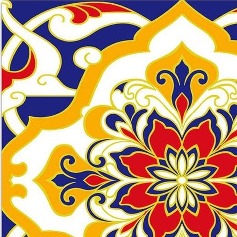 300x300mm Blue Yellow Floral Scroll Tiles TQ39-CN33G59