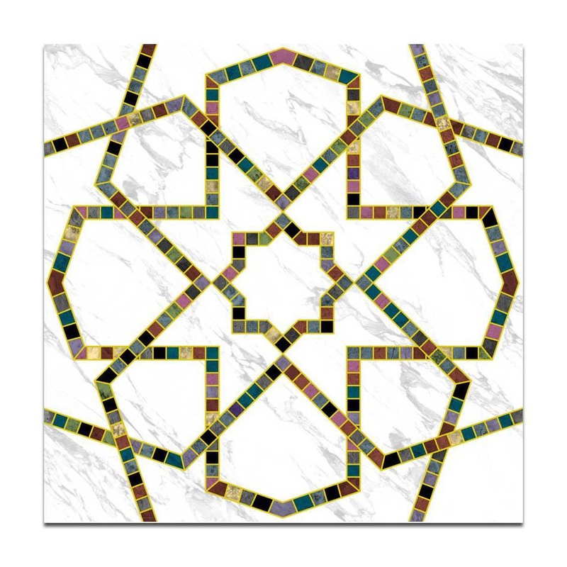 300x300mm White Gold Tone Star Lattice Tiles TQ39-CN33G63