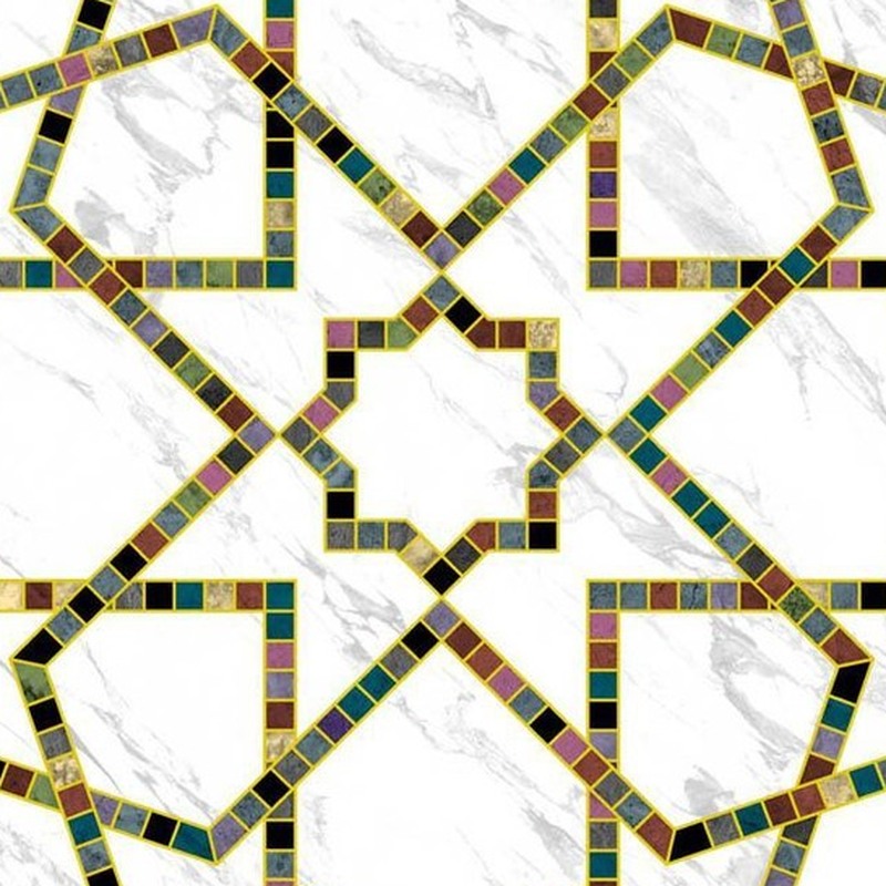 300x300mm White Gold Tone Star Lattice Tiles TQ39-CN33G63