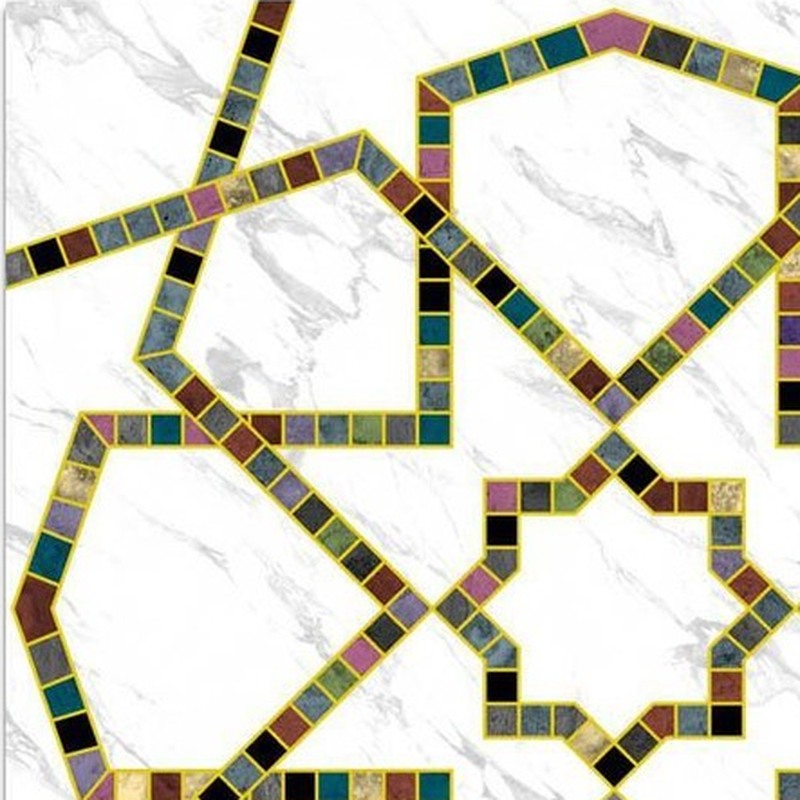 300x300mm White Gold Tone Star Lattice Tiles TQ39-CN33G63
