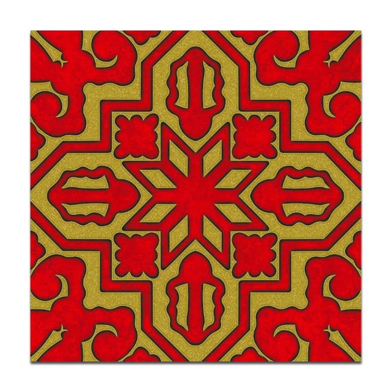 300x300mm Red Gold Tone Geometric Star Tiles TQ39-CN33G64