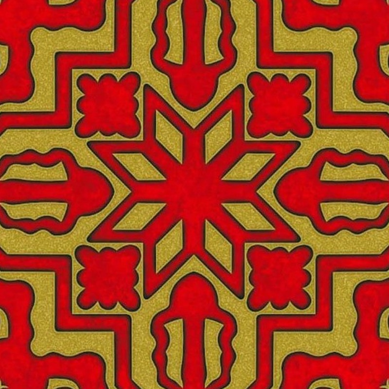 300x300mm Red Gold Tone Geometric Star Tiles TQ39-CN33G64