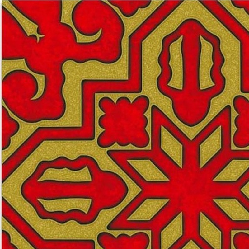 300x300mm Red Gold Tone Geometric Star Tiles TQ39-CN33G64