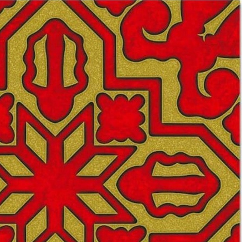300x300mm Red Gold Tone Geometric Star Tiles TQ39-CN33G64