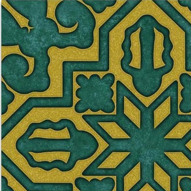 300x300mm Teal Gold Tone Geometric Star Tiles TQ39-CN33G65