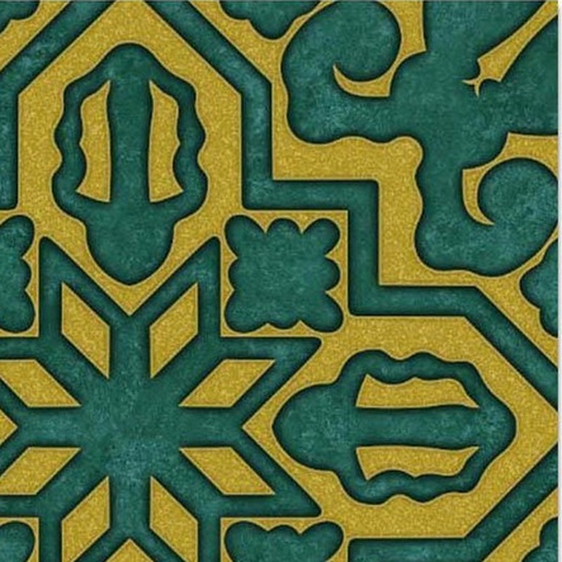 300x300mm Teal Gold Tone Geometric Star Tiles TQ39-CN33G65