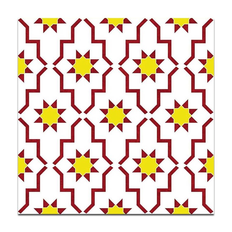 300x300mm Red White Geometric Repeat Tiles TQ39-CN33G66