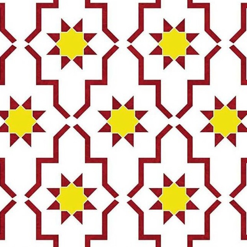 300x300mm Red White Geometric Repeat Tiles TQ39-CN33G66