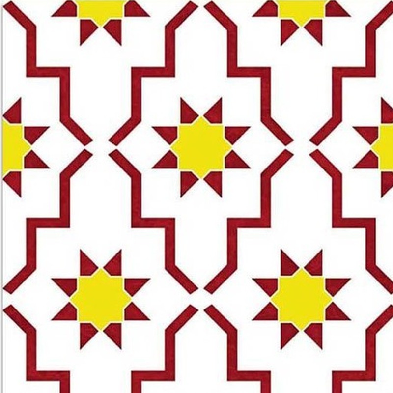 300x300mm Red White Geometric Repeat Tiles TQ39-CN33G66