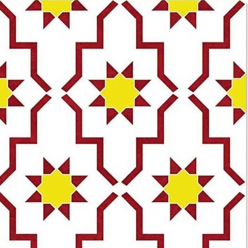 300x300mm Red White Geometric Repeat Tiles TQ39-CN33G66