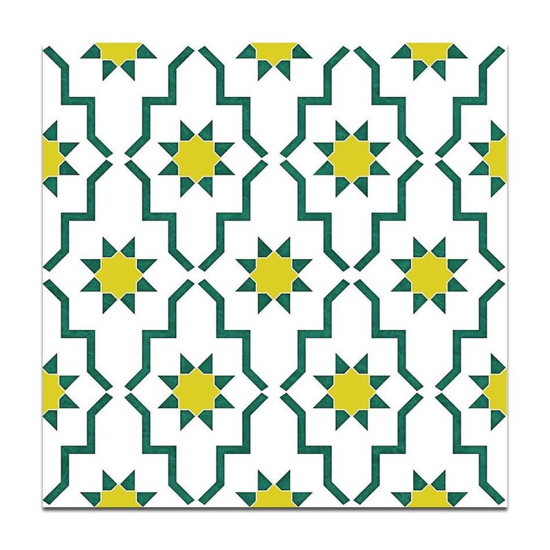 300x300mm Green White Geometric Repeat Tiles TQ39-CN33G67