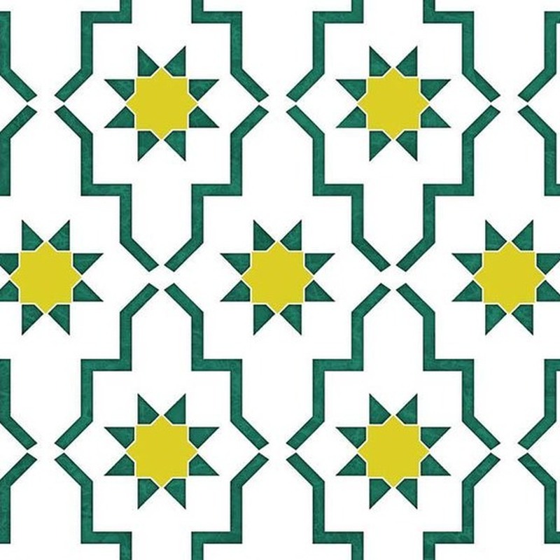 300x300mm Green White Geometric Repeat Tiles TQ39-CN33G67