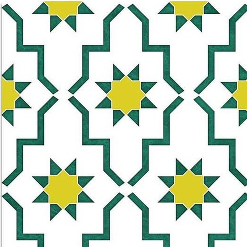 300x300mm Green White Geometric Repeat Tiles TQ39-CN33G67