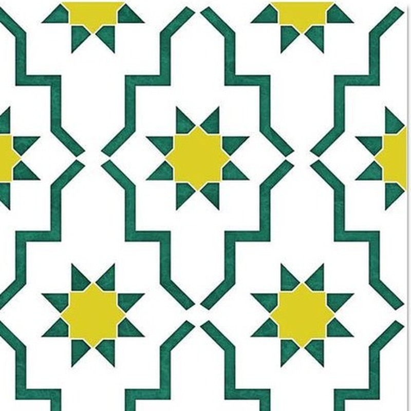 300x300mm Green White Geometric Repeat Tiles TQ39-CN33G67