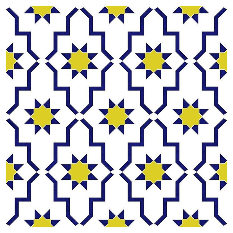300x300mm Blue White Geometric Repeat Tiles TQ39-CN33G68
