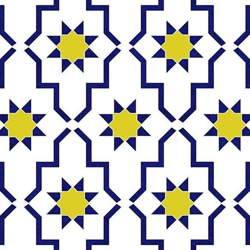 300x300mm Blue White Geometric Repeat Tiles TQ39-CN33G68