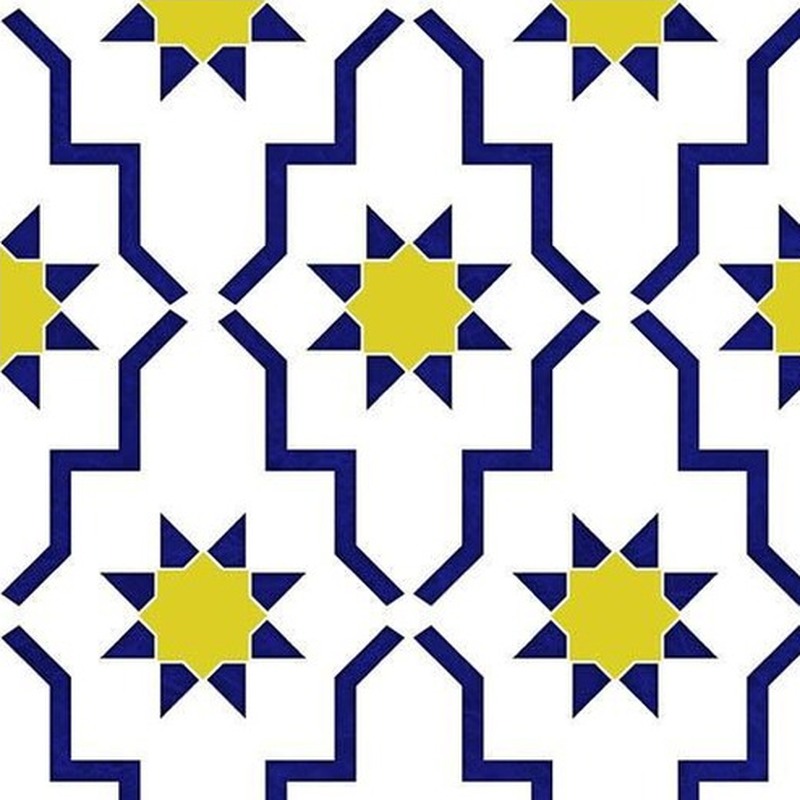 300x300mm Blue White Geometric Repeat Tiles TQ39-CN33G68