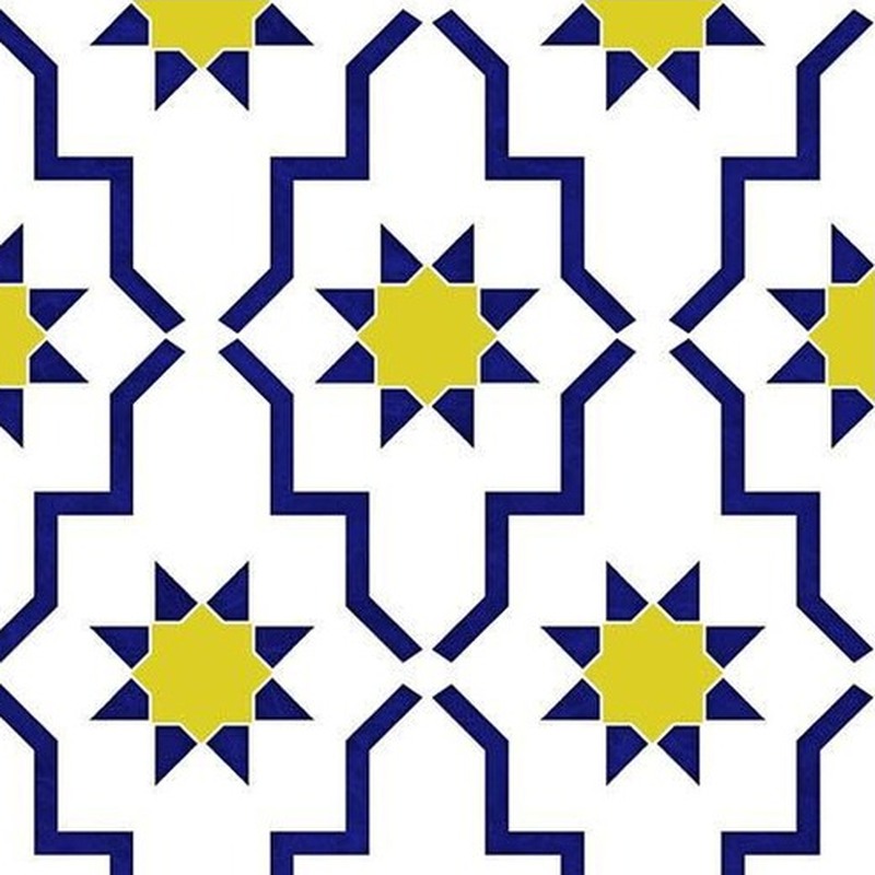 300x300mm Blue White Geometric Repeat Tiles TQ39-CN33G68