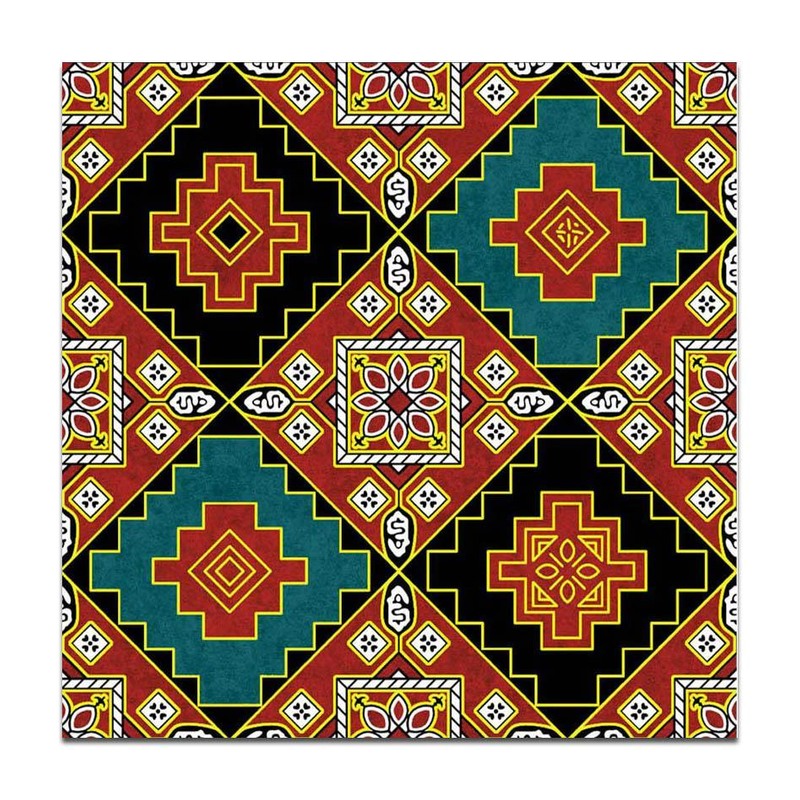 300x300mm Red Green Geometric Medallion Tiles TQ39-CN33G70