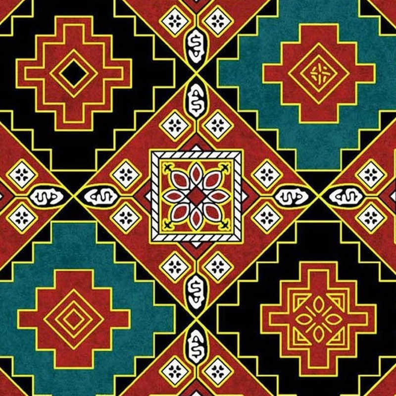 300x300mm Red Green Geometric Medallion Tiles TQ39-CN33G70