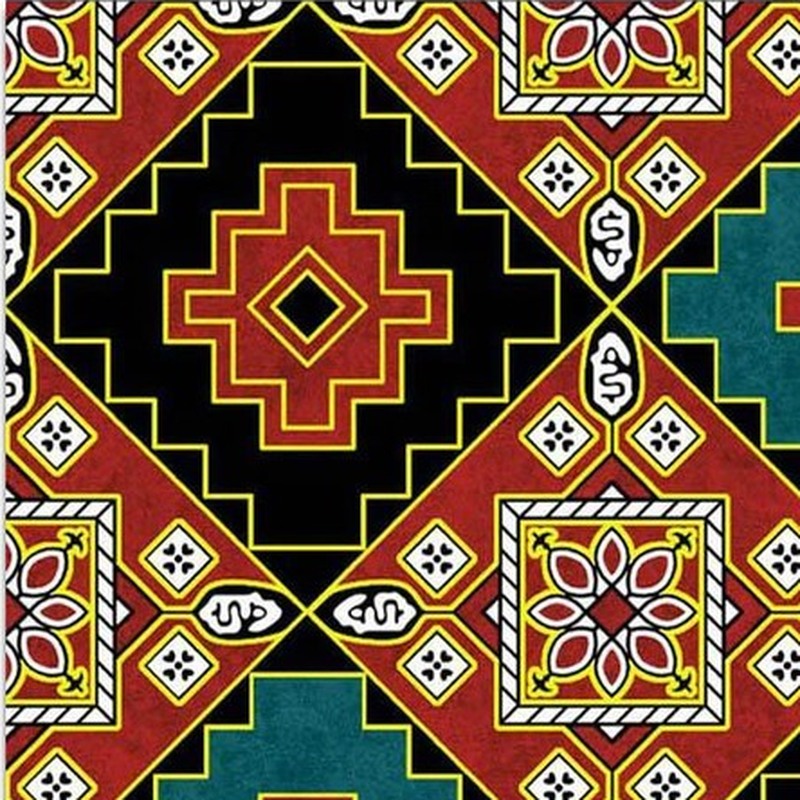 300x300mm Red Green Geometric Medallion Tiles TQ39-CN33G70