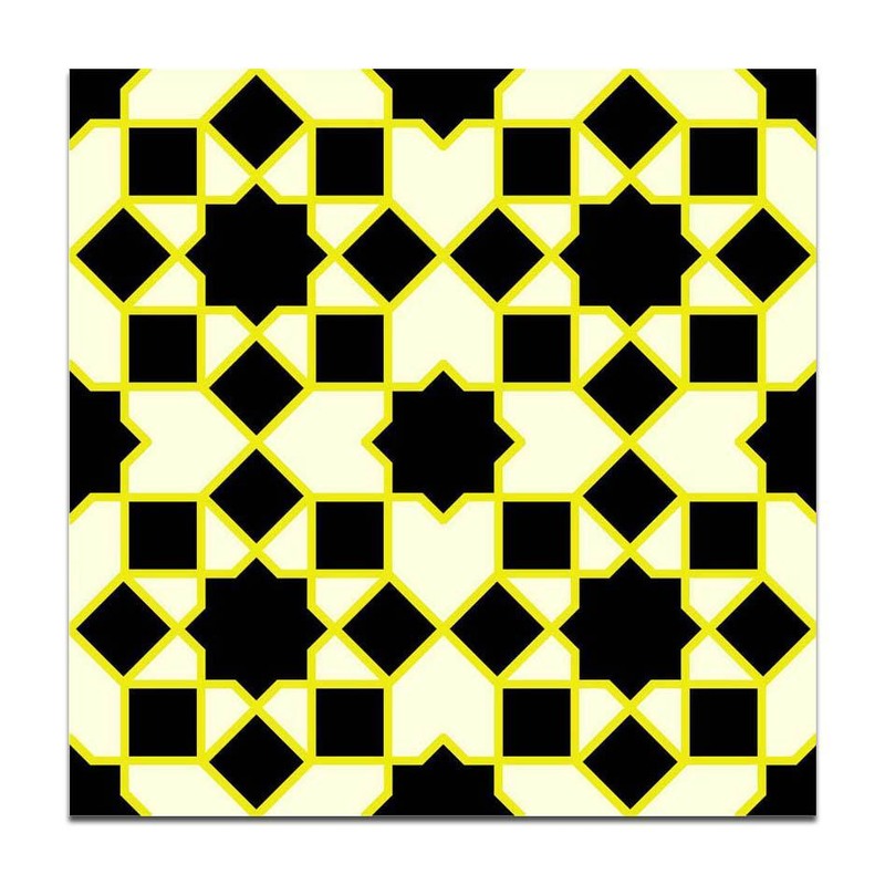 300x300mm Black Yellow Geometric Grid Tiles TQ39-CN33G74