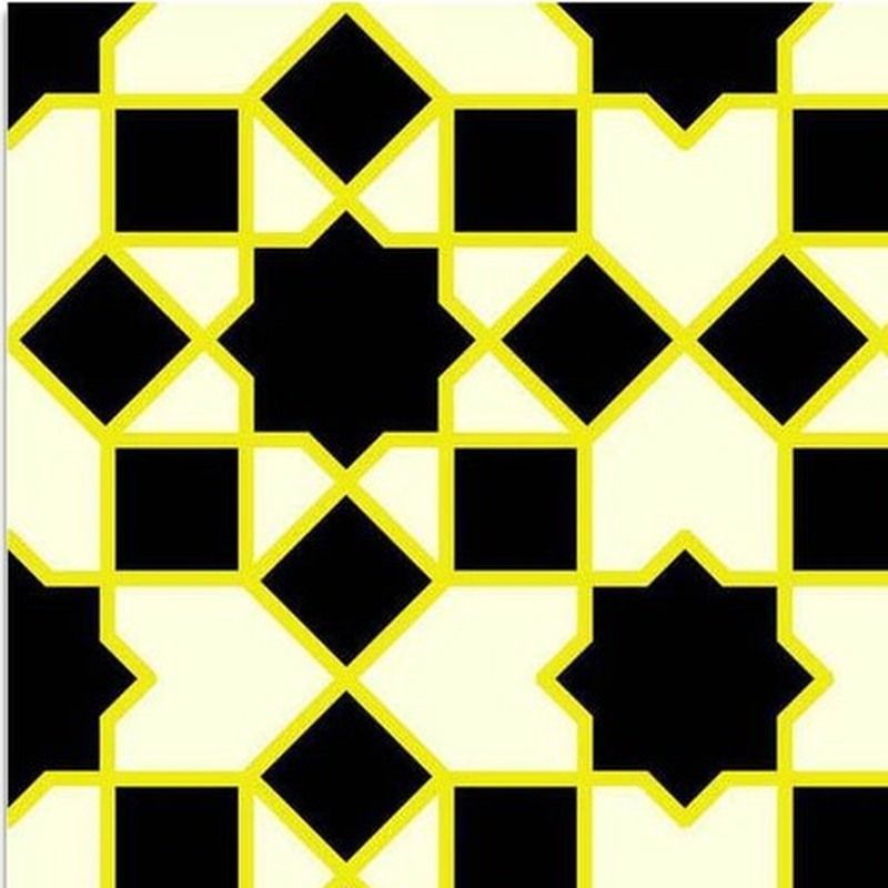300x300mm Black Yellow Geometric Grid Tiles TQ39-CN33G74