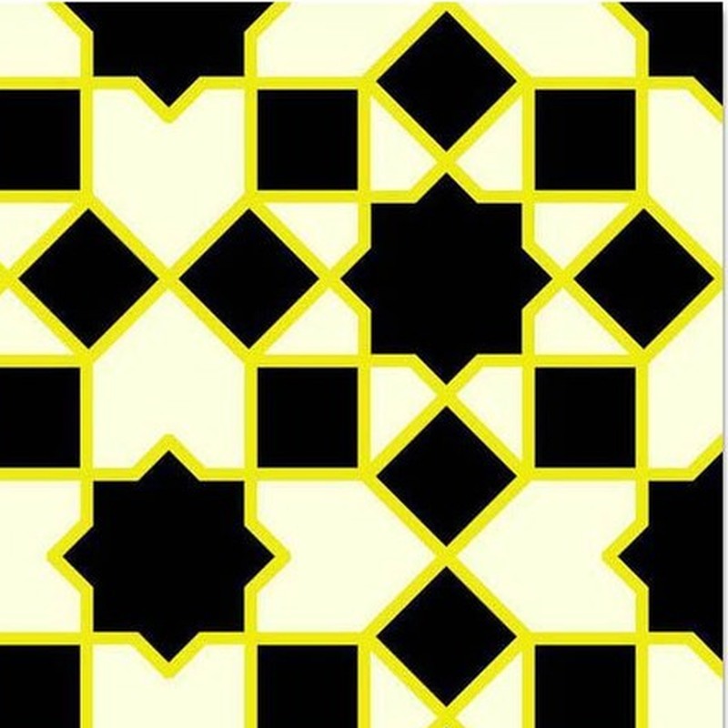 300x300mm Black Yellow Geometric Grid Tiles TQ39-CN33G74
