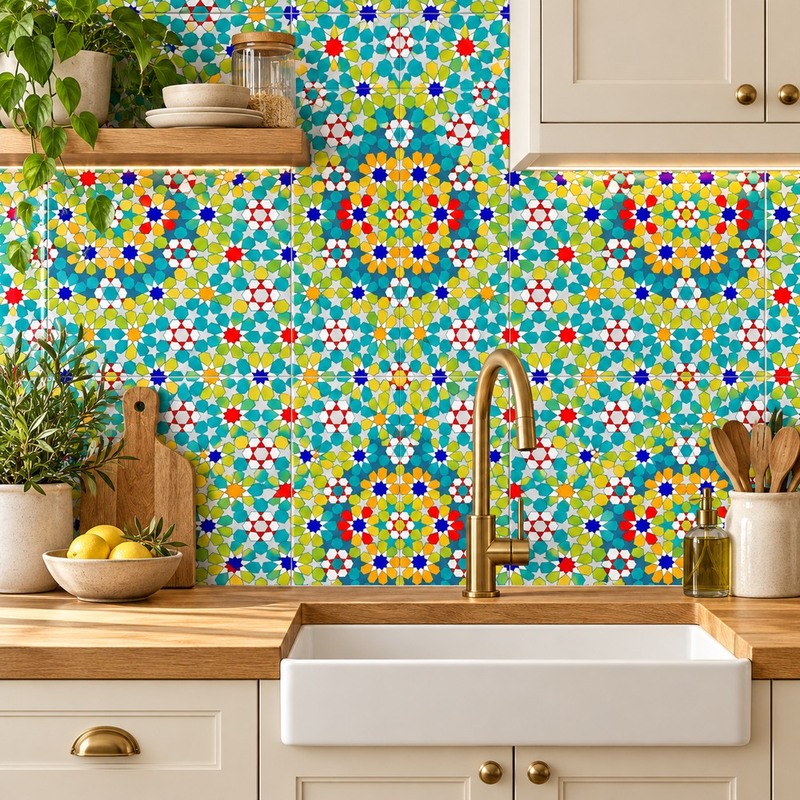 300x300mm Multicolour Mosaic Medallion Tiles TQ39-CN33G75