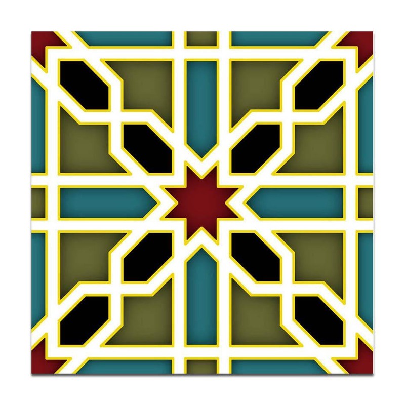 300x300mm Green White Geometric Star Tiles TQ39-CN33G76