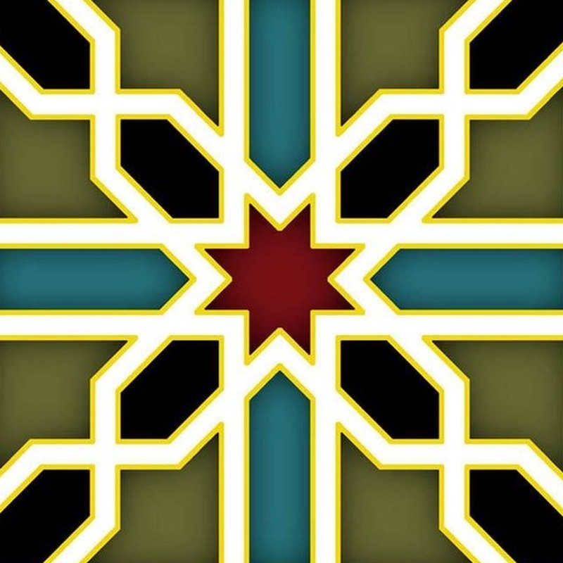 300x300mm Green White Geometric Star Tiles TQ39-CN33G76